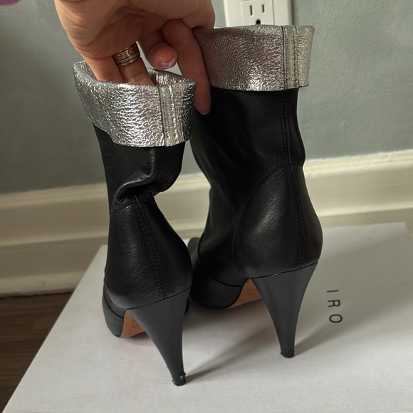 IRO Women's Black and Silver Leather Boots - Picture 3 of 9